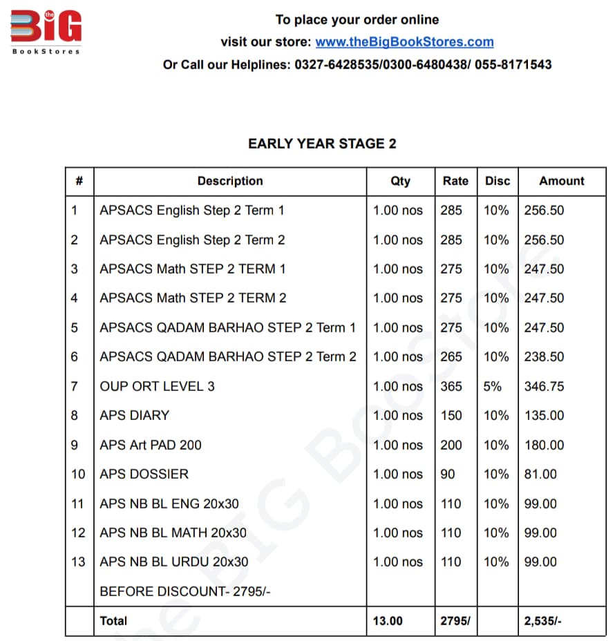 APSACS: EARLY YEAR STAGE 2 (EYS 2 COMPLETE BUNDLE)