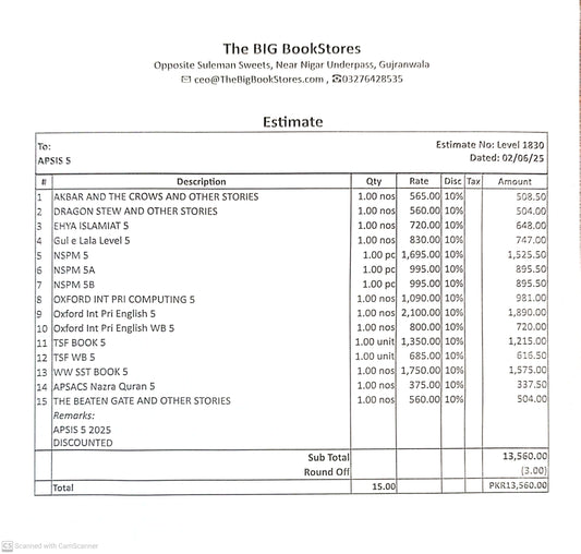 APSIS CLASS 5 COMPLETE BOOK SET